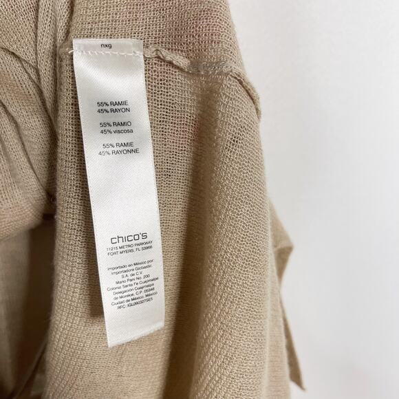 Chicos 1 Medium M Brown Short Sleeve Lightweight Open Front Cardigan Top Knit - Picture 9 of 12